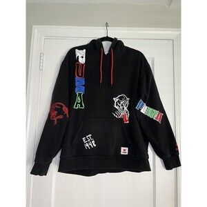 PUMA Graphic Print Black Pullover Hoodie Men's L EST. 1948 Multicolor